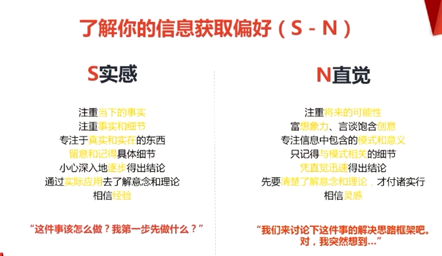 mbti中S實(shí)感和 N直覺(jué)對(duì)比分析
